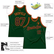 Custom Green Black-Orange Authentic Throwback Basketball Jersey
