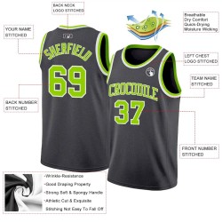 Custom Steel Gray Neon Green-White Authentic Basketball Jersey