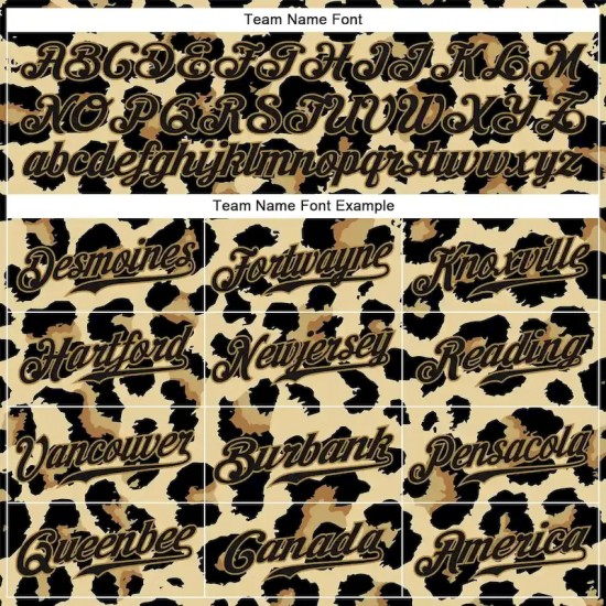 Custom Old Gold Black-Old Gold 3D Pattern Design Leopard Authentic Baseball Jersey
