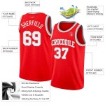 Custom Fire Red White-Gray Authentic Basketball Jersey