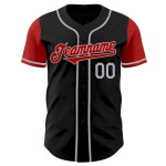 Custom Black Red-Gray Authentic Two Tone Baseball Jersey