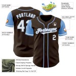 Custom Brown White-Light Blue Authentic Two Tone Baseball Jersey
