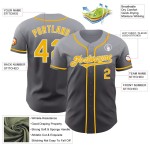 Custom Gray Gold Steel Gray-White Authentic Fade Fashion Baseball Jersey