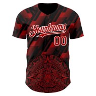 Custom Black Red-White 3D Mexico Authentic Baseball Jersey