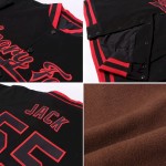 Custom Brown Red-Cream Bomber Full-Snap Varsity Letterman Jacket