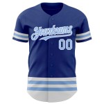Custom Royal Light Blue-White Line Authentic Baseball Jersey
