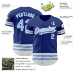 Custom Royal Light Blue-White Line Authentic Baseball Jersey